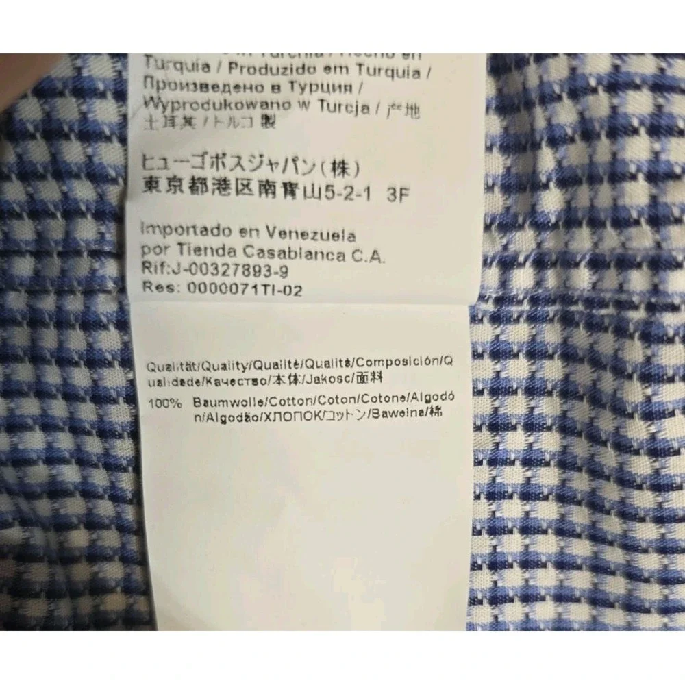 Hugo Boss Men's Dress Shirt 17 XL Blue Checkered